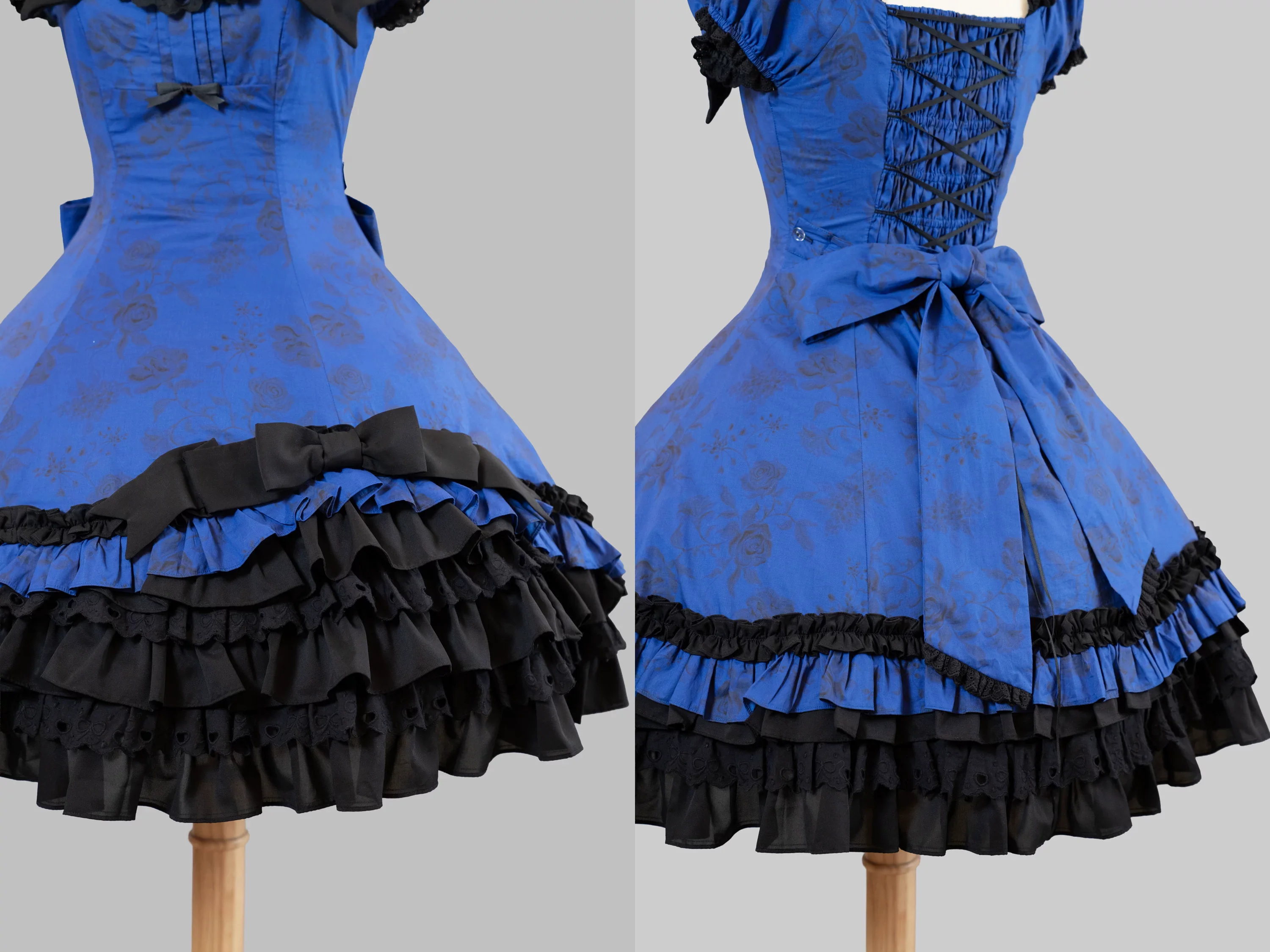 Bliss Bouquet - Cotton Old School Lolita Dress, Rose Print and Layered Hem - Image 20