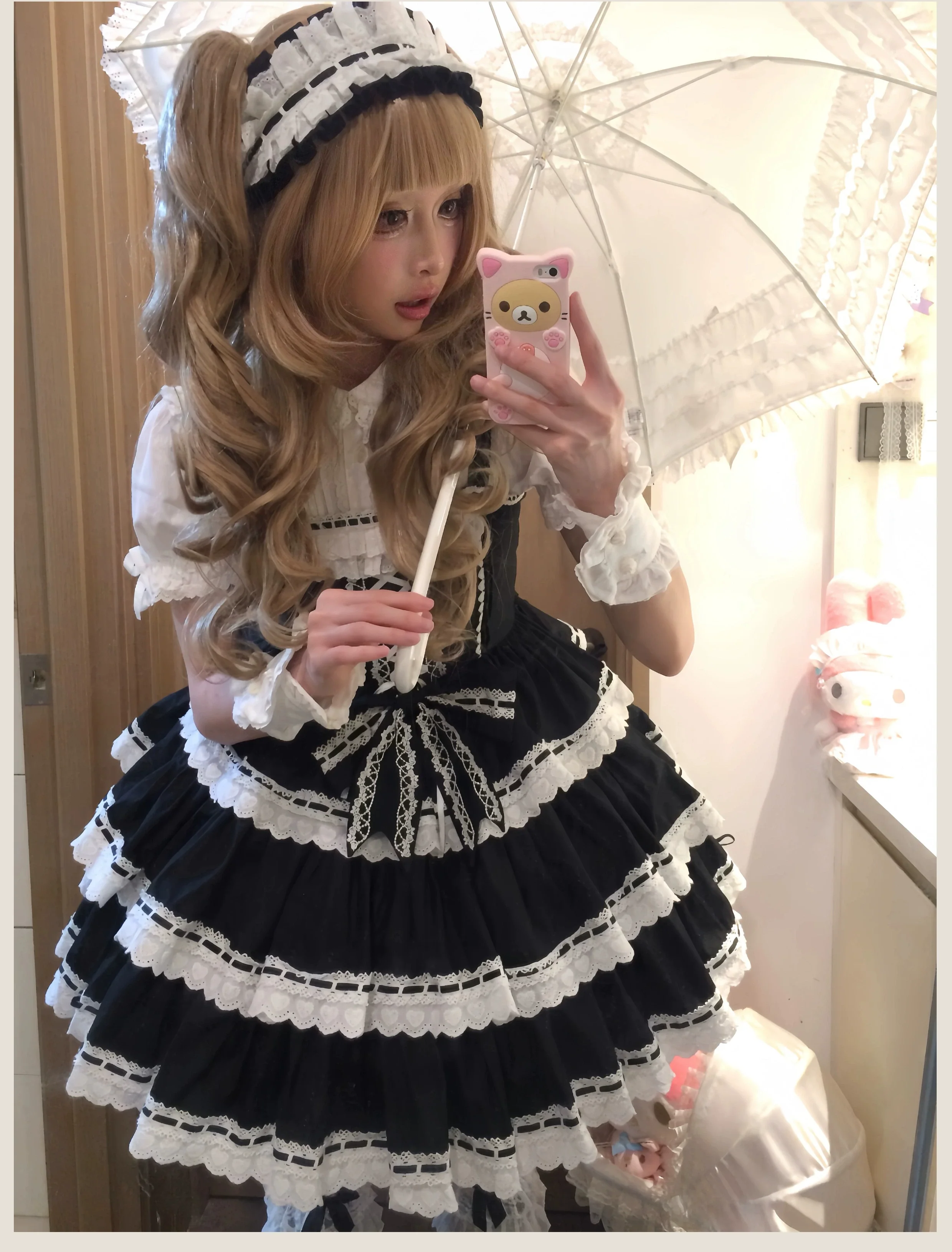 Otome Heart - Cotton Old School Lolita JSK Dress Suit, Heart-Shaped Lace Trim - Image 25