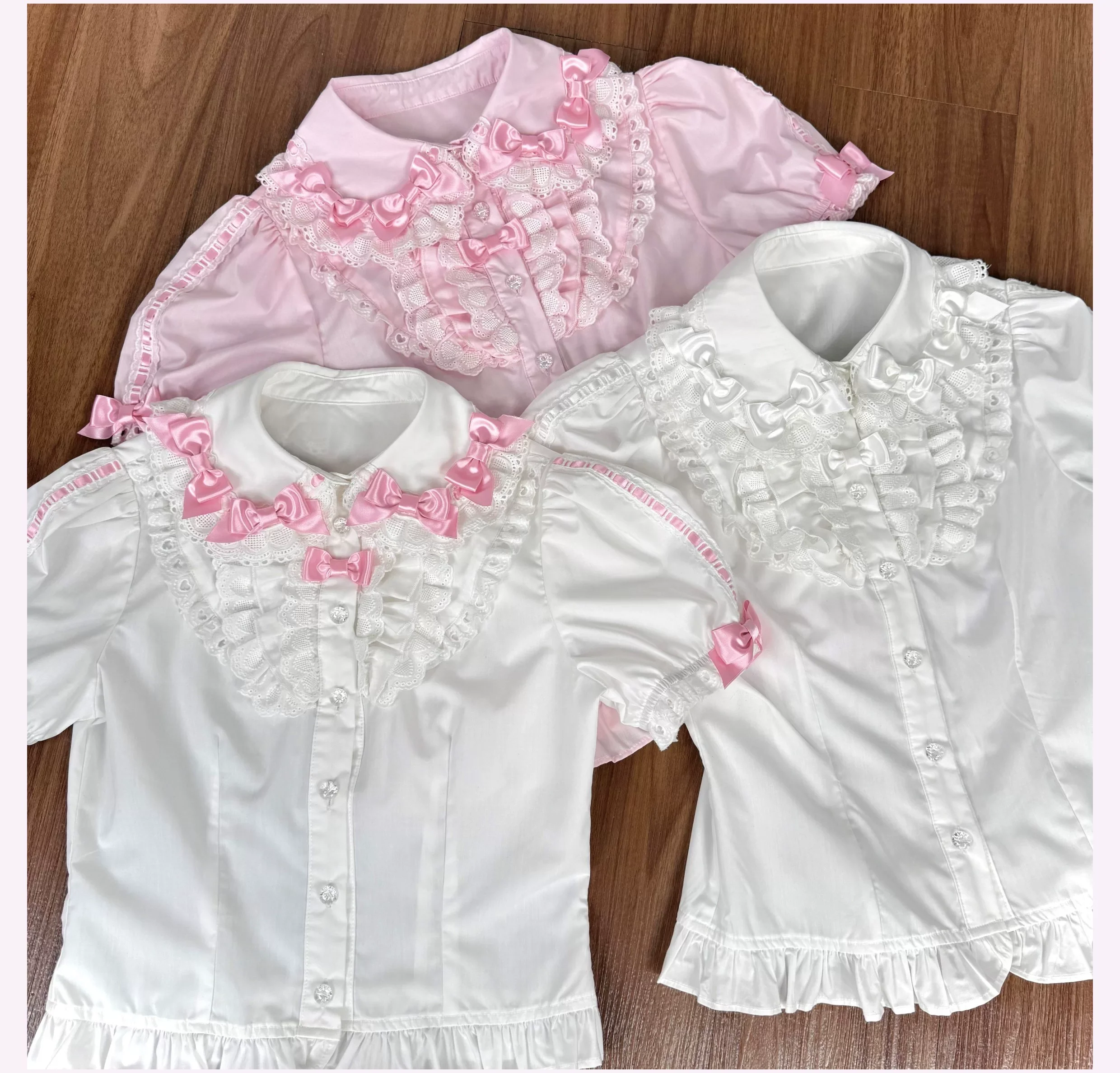 Cotton Old School Lolita Peter Pan Collar Blouse with Bows - Image 8