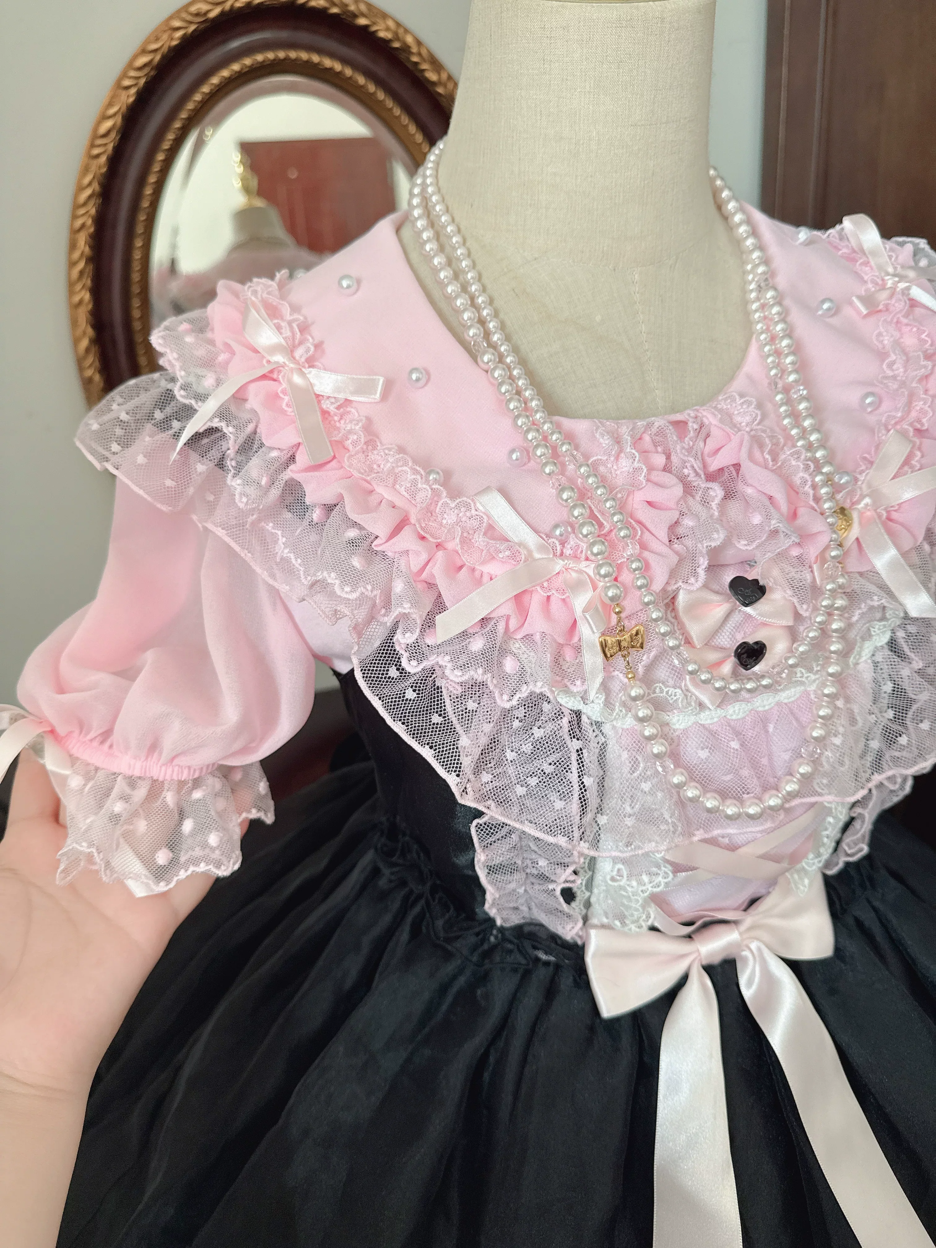 Sea Coconut - Cotton Old School Lolita Peter Pan Collar Blouse with Lace - Image 21