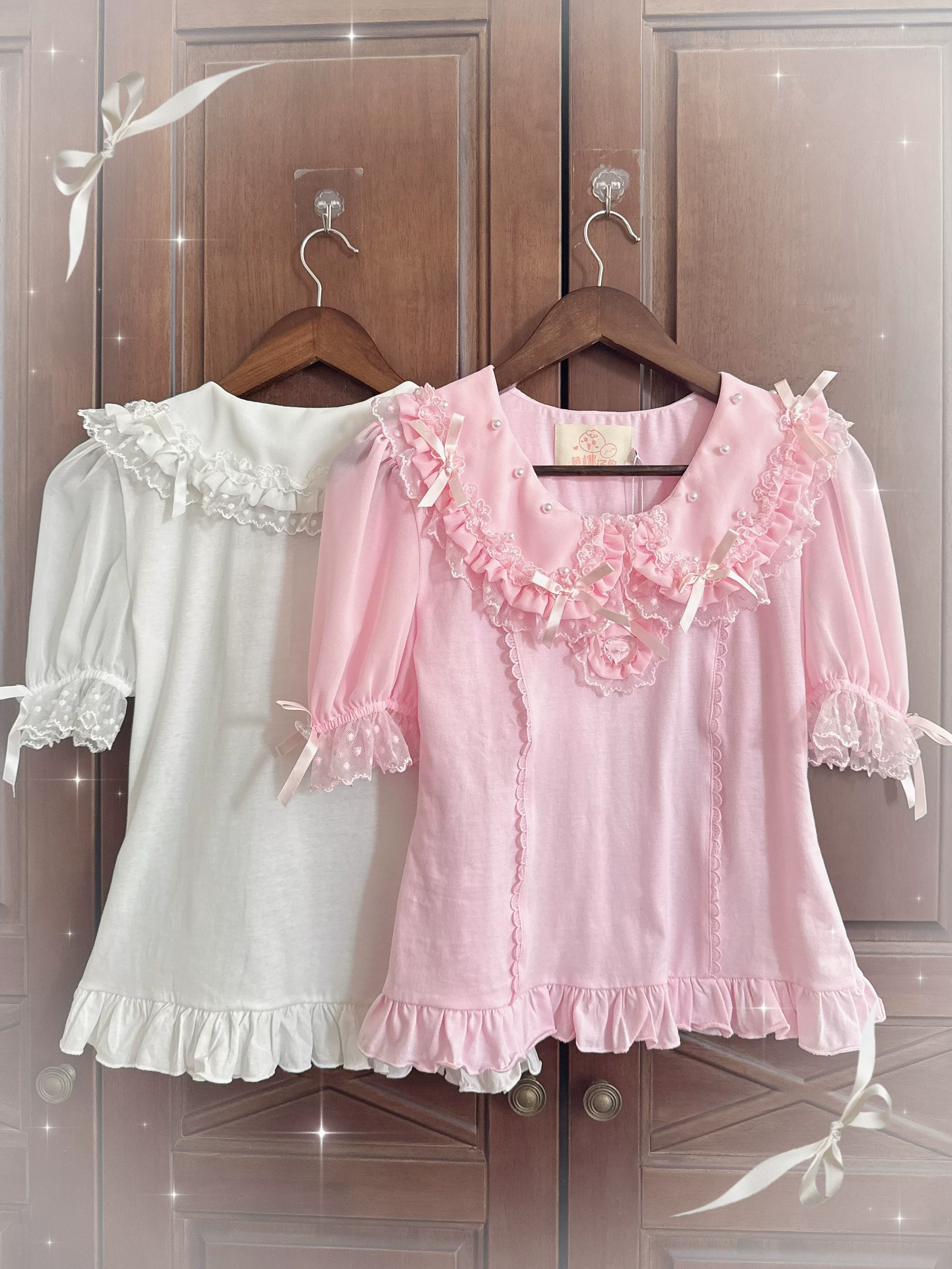 Sea Coconut - Cotton Old School Lolita Peter Pan Collar Blouse with Lace - Image 4