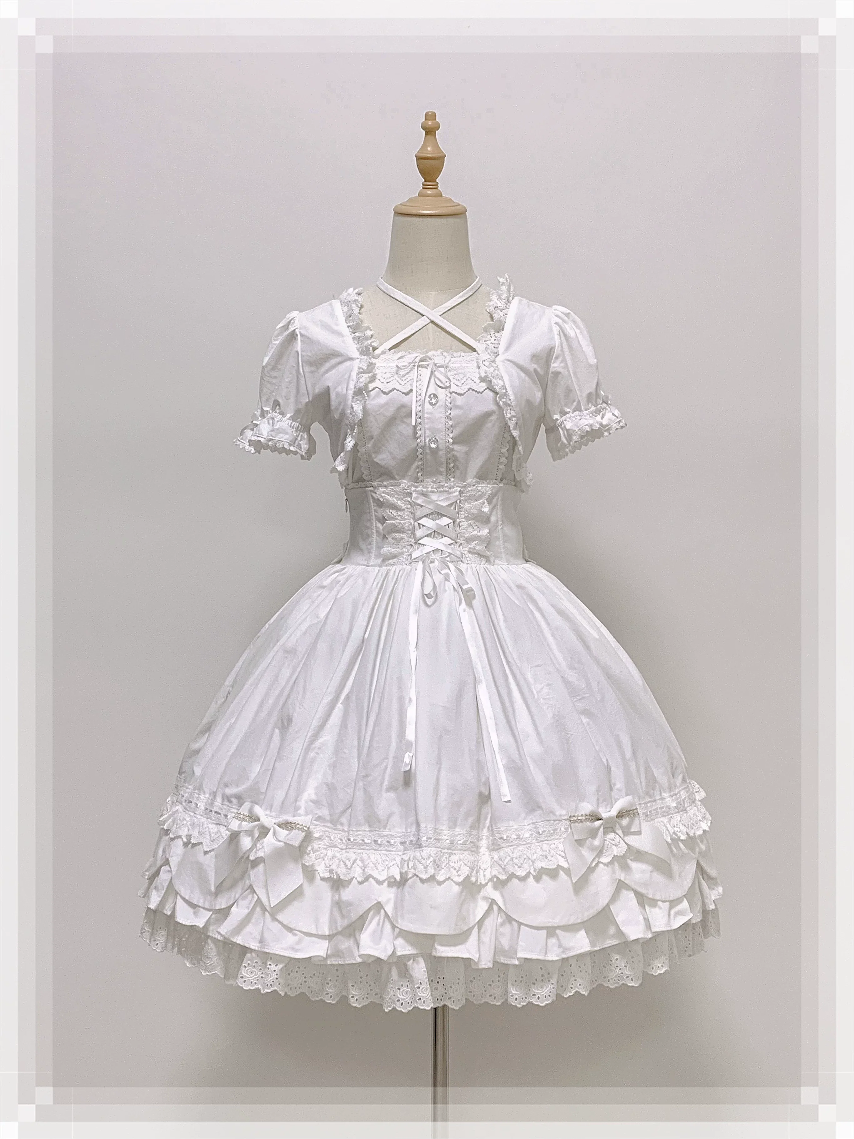 Haruhime Momoko - Cotton Old School Lolita Skirt with Tiered Back Overlay - Image 12