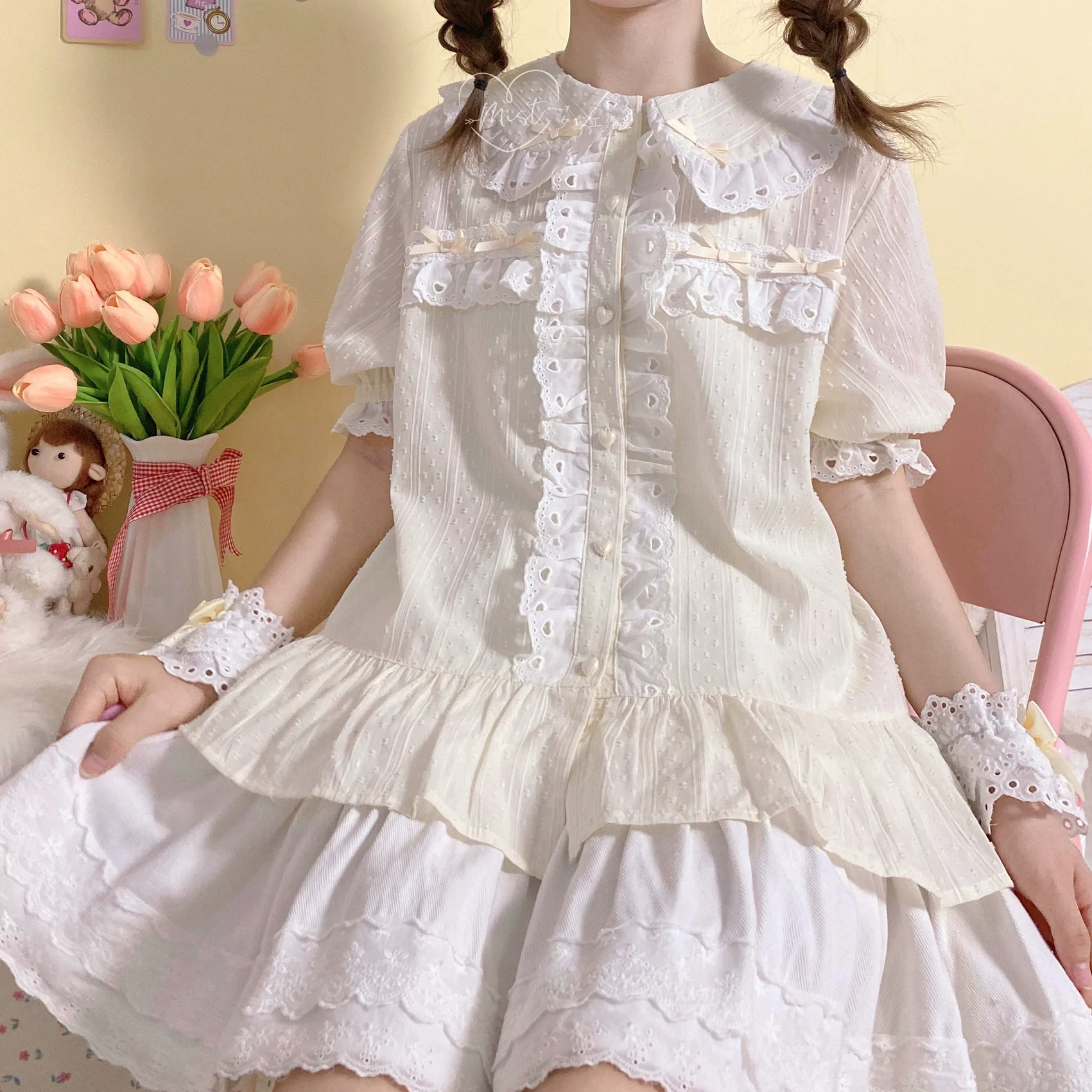 Cotton Sweet Lolita Blouse, Peter Pan Collar - Image 15