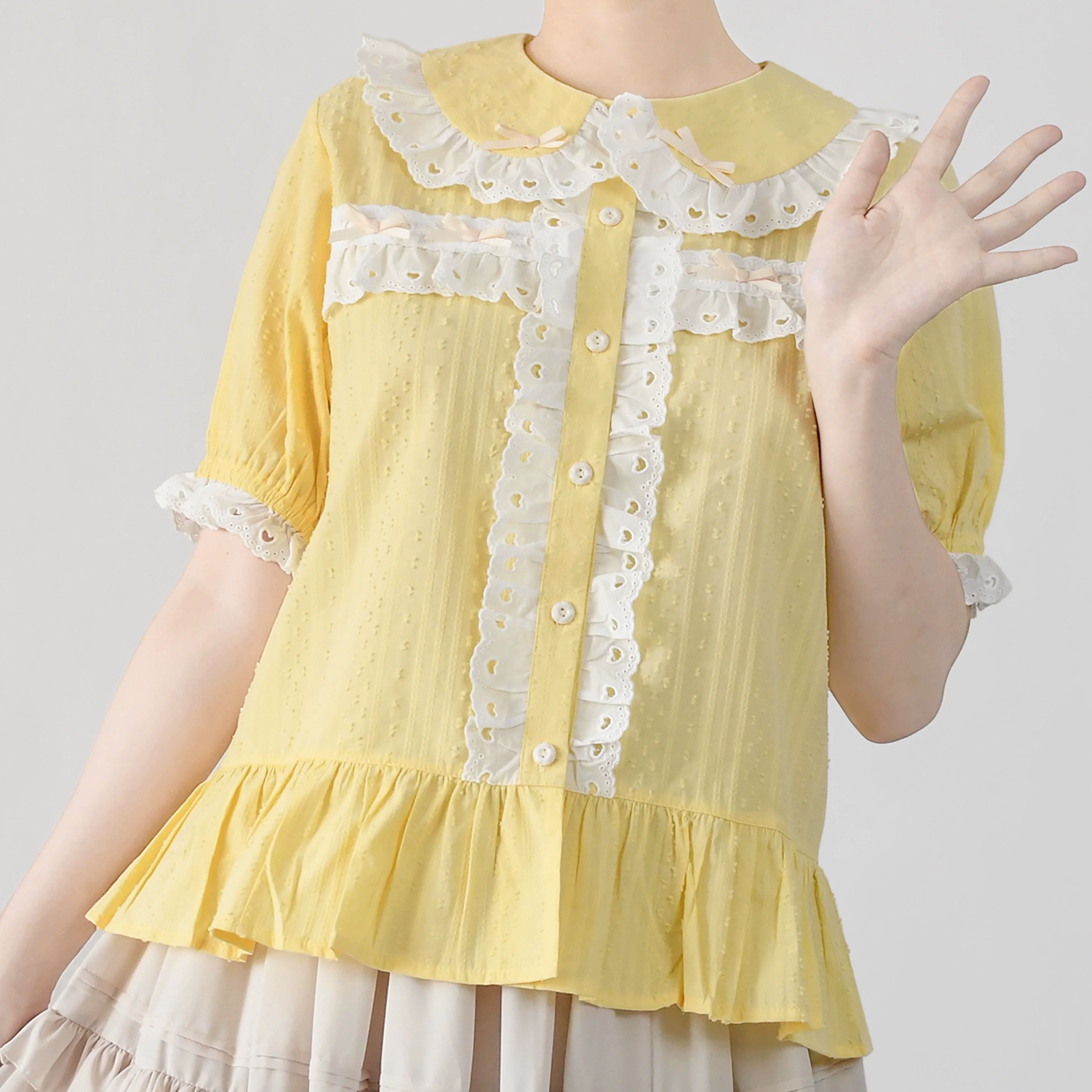 Cotton Sweet Lolita Blouse, Peter Pan Collar - Image 8