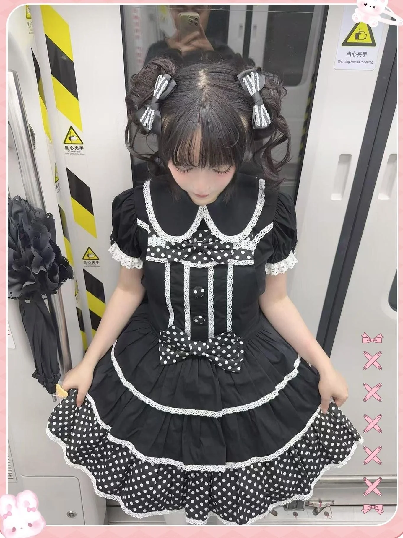Sweet Dream Sheep - Polka Dot Tri-Hem - Cotton Sweet Lolita Salopette, Peter-pan Shirt - Image 20