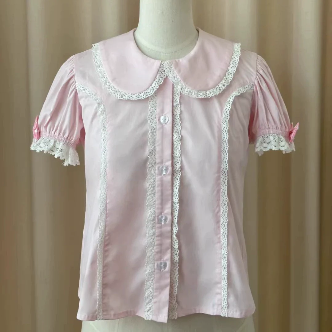 Sweet Dream Sheep - Polka Dot Tri-Hem - Cotton Sweet Lolita Salopette, Peter-pan Shirt - Image 29