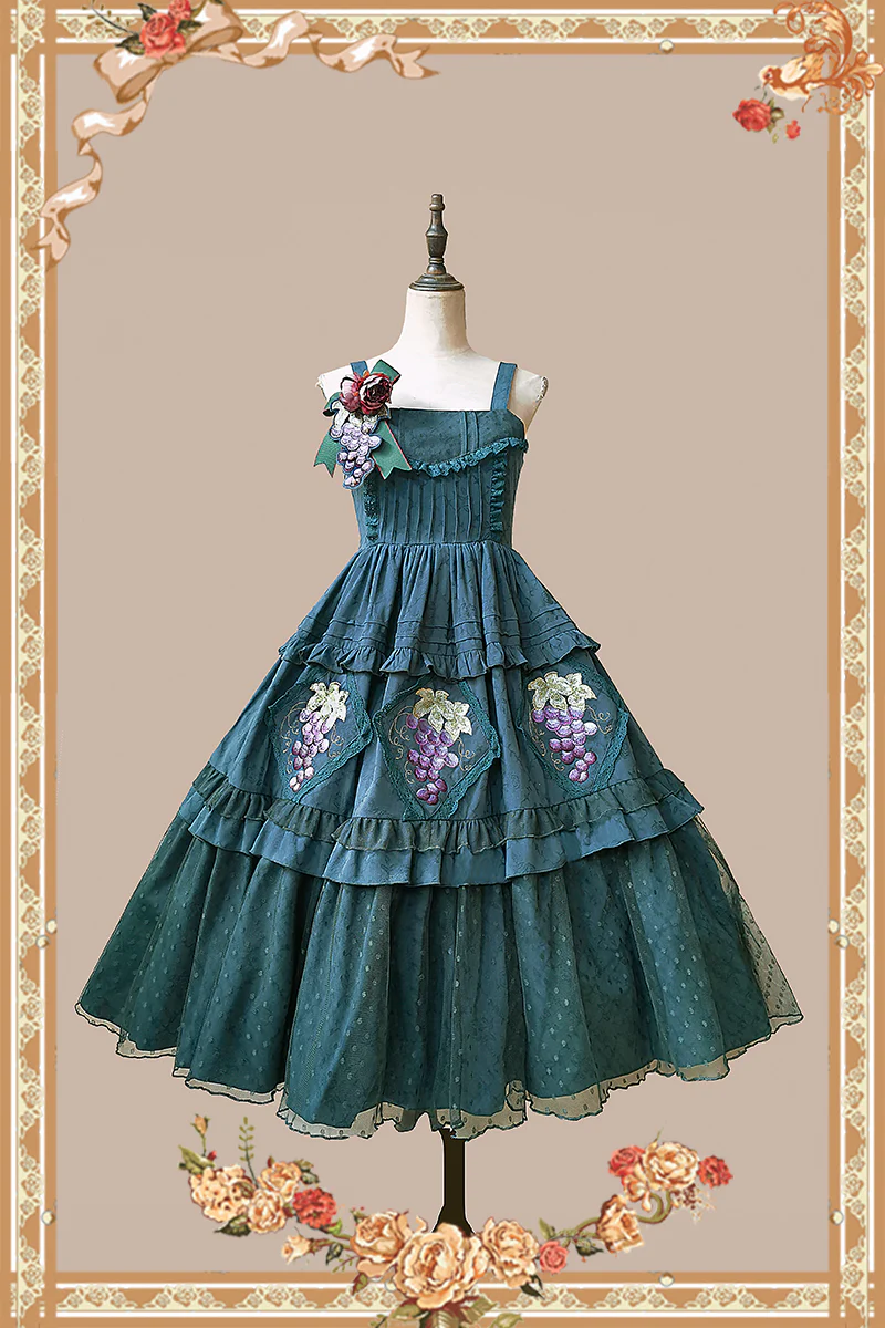 Grape Manor - Country Lolita JSK Suit with Grape Embroidery - Image 17