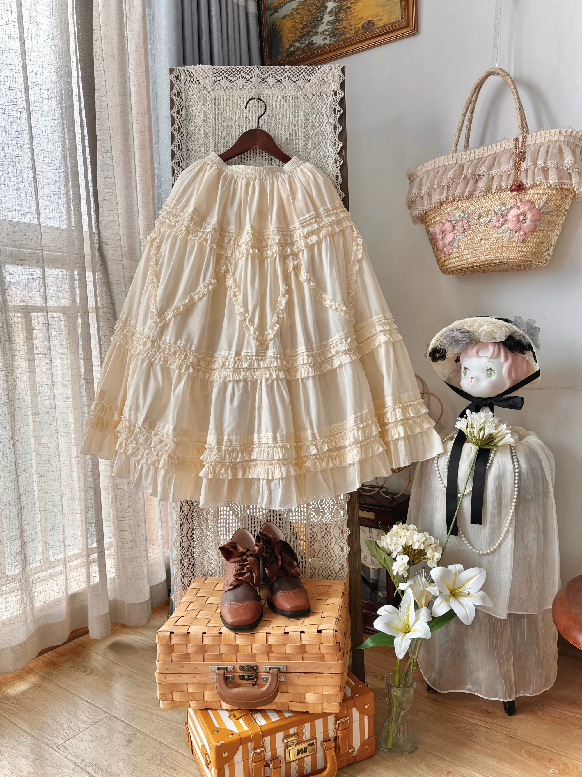 Country Lolita Underskirt, Cotton & Tiered Ruffles - Image 11