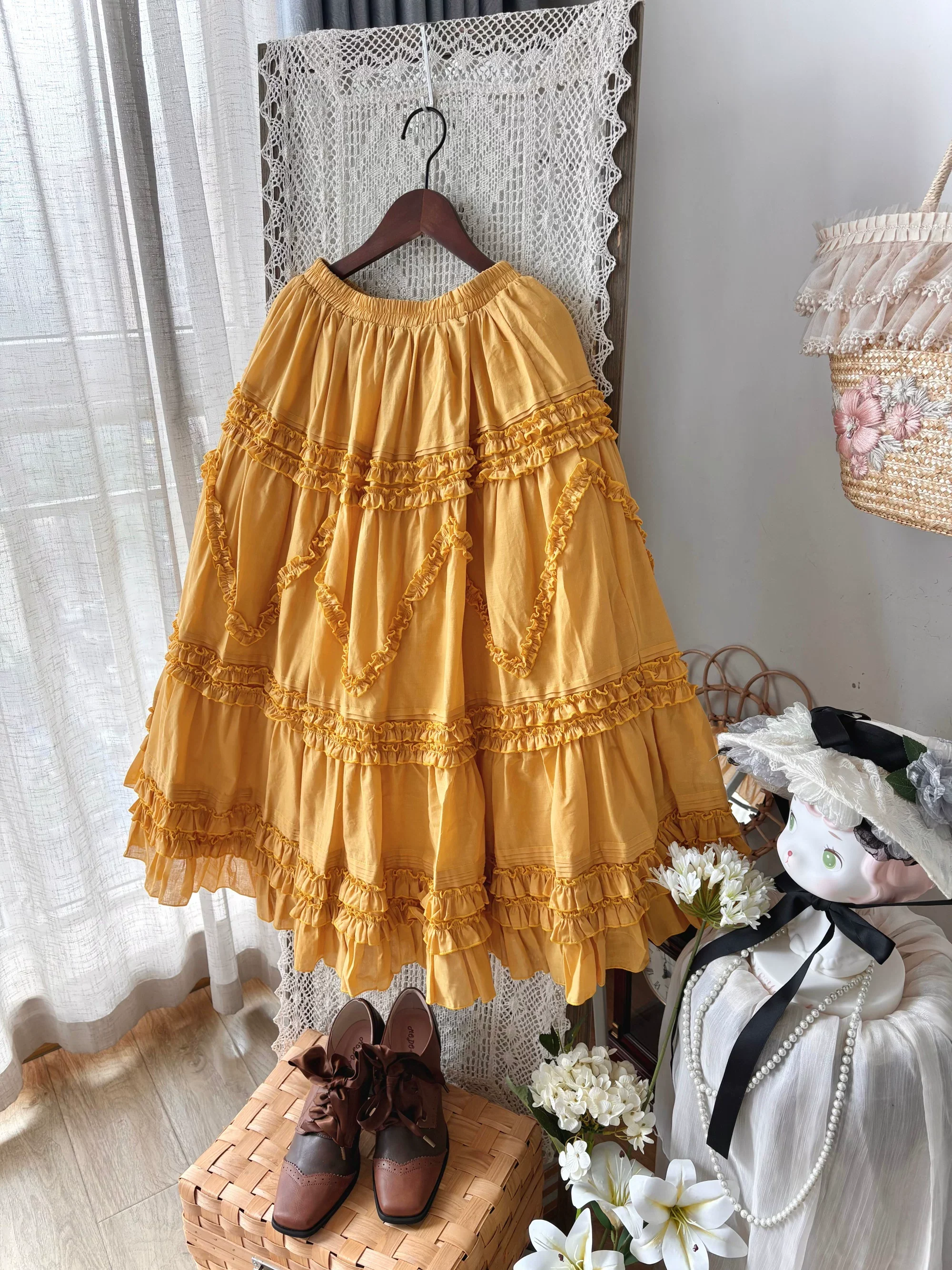 Country Lolita Underskirt, Cotton & Tiered Ruffles - Image 14