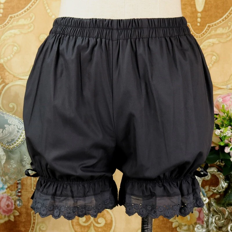 Daily Cotton Lolita Bloomers, Black and White - Image 2
