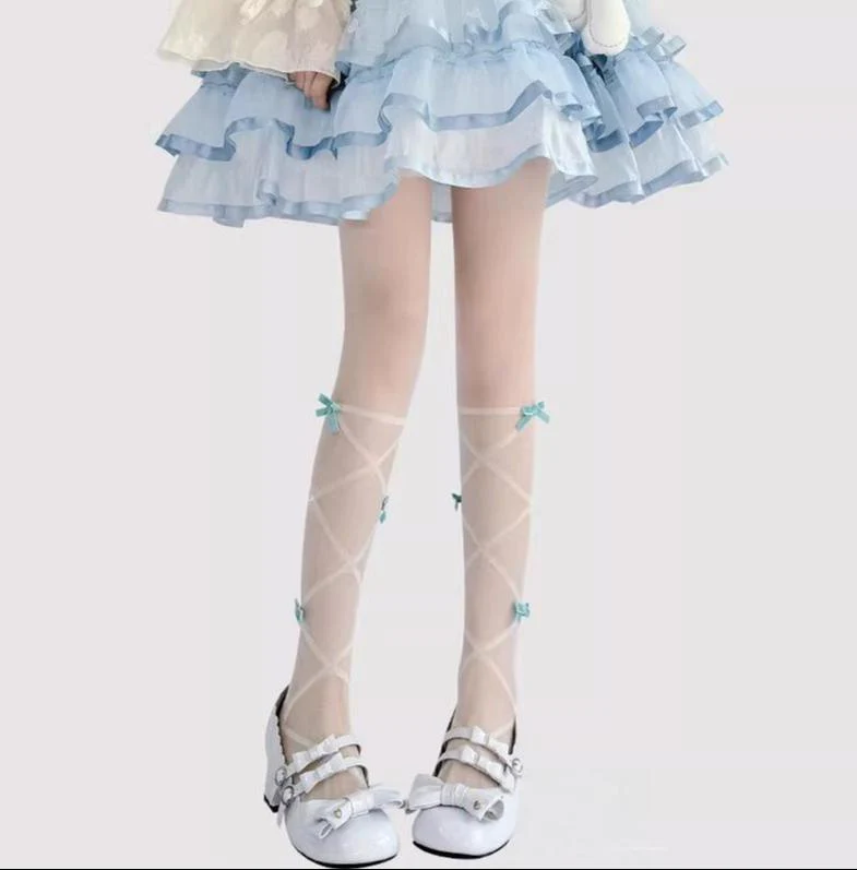 Daily Lolita Summer Pantyhose, Delicate Bows - Image 3