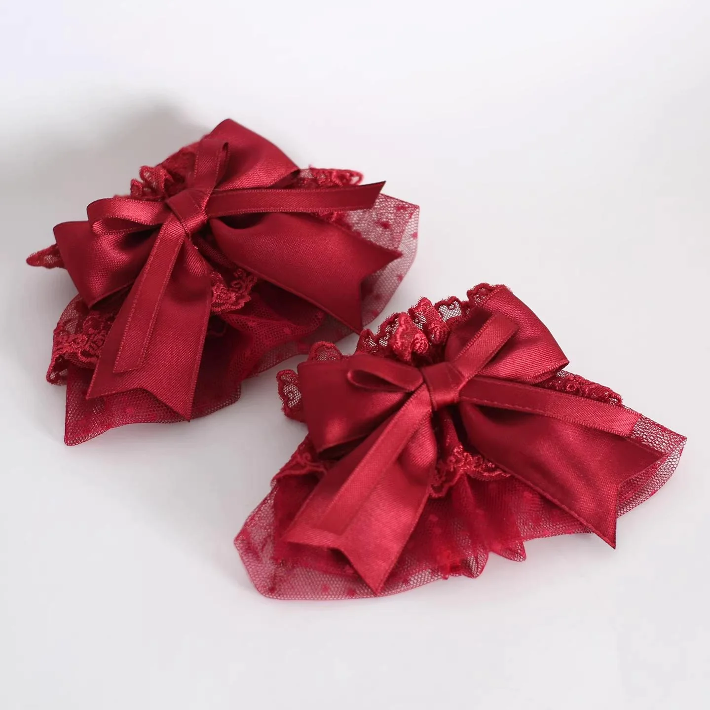 Dark Red Gorgeous Headdress, Floral Veils - Image 3