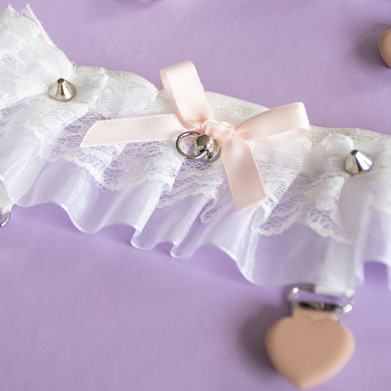 Sweet Lolita Lace Gater Stockings Clips Multicolors - Image 3
