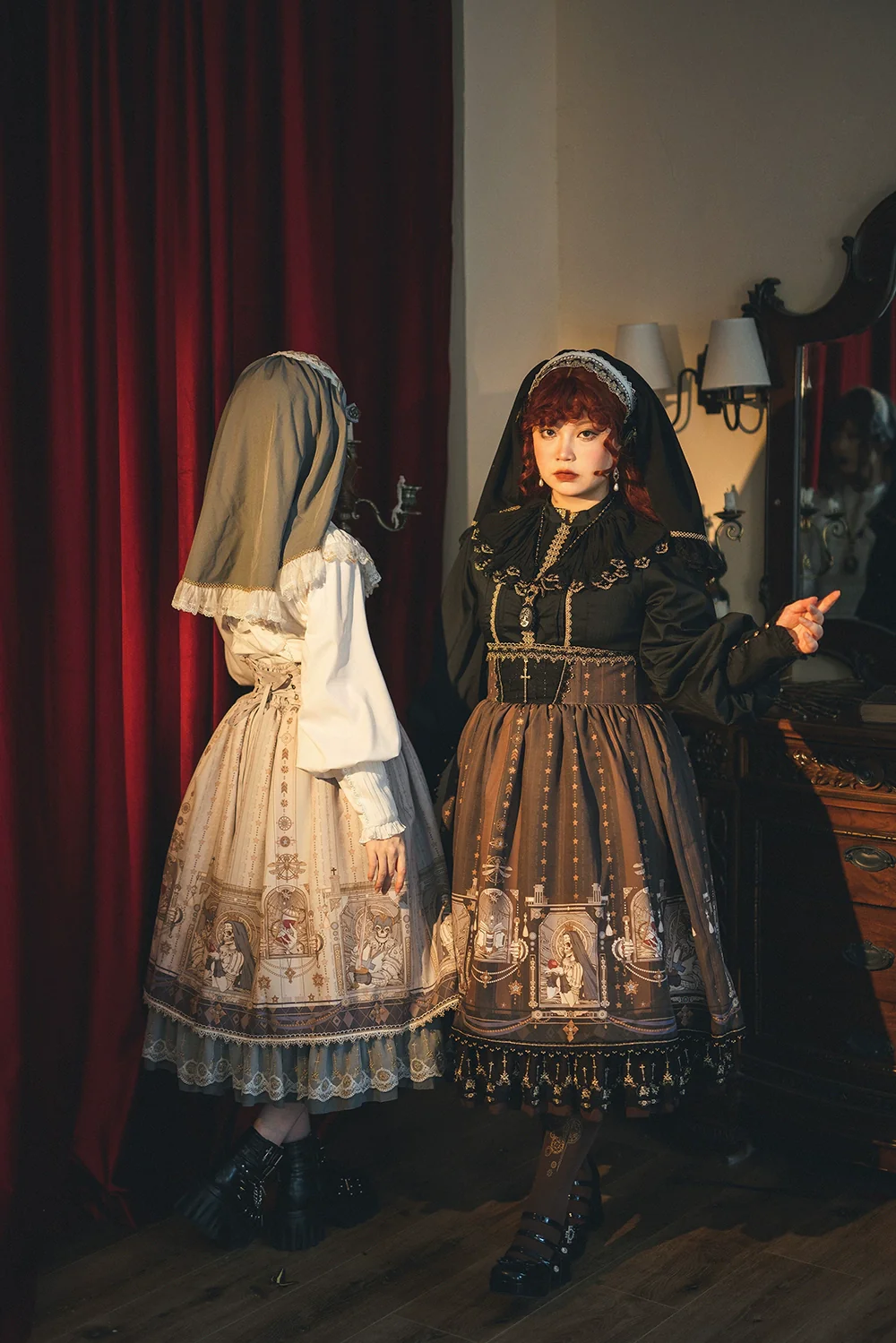 Demon Hunting Notes - Fishbone Gothic Lolita Skirt - Image 30
