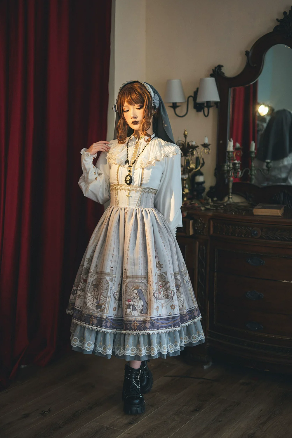 Demon Hunting Notes - Fishbone Gothic Lolita Skirt - Image 37
