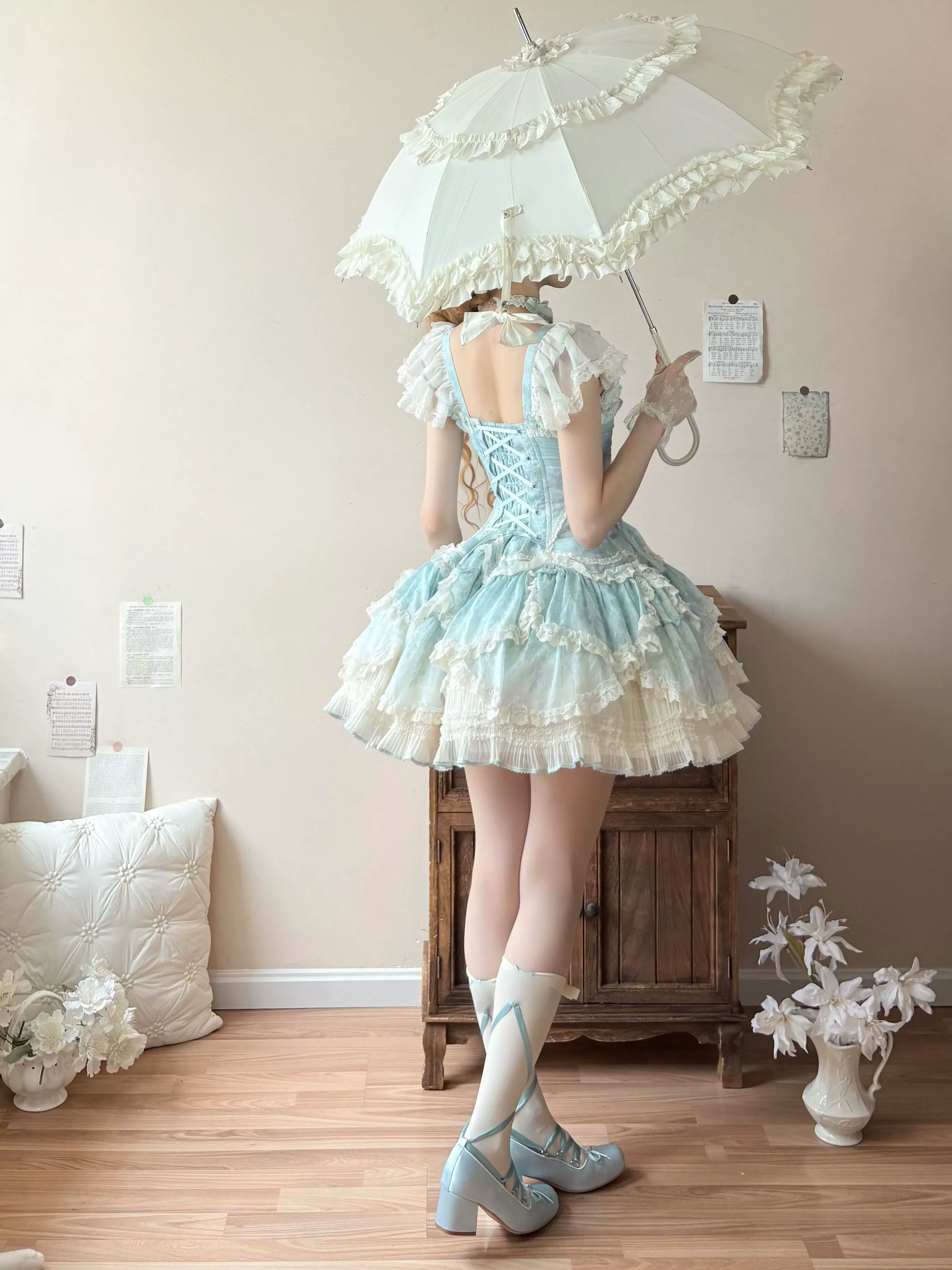 Meowing and fruity - Dream of Floral - Doll-Like Sweet Lolita Dress, Tiered Petal Hem - Image 12