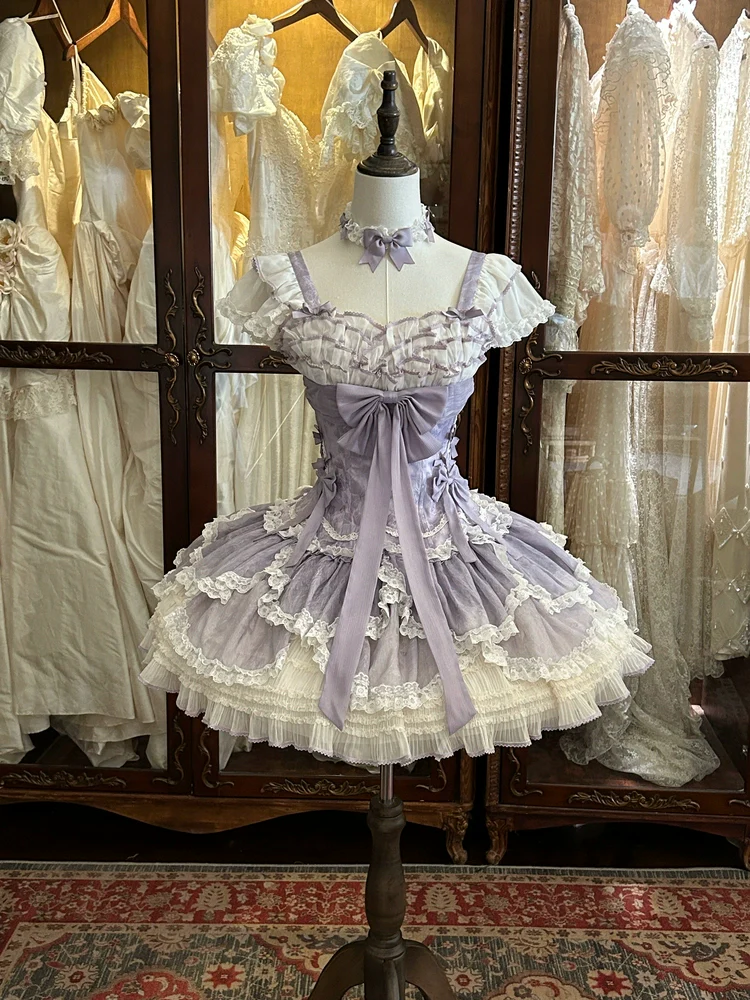Meowing and fruity - Dream of Floral - Doll-Like Sweet Lolita Dress, Tiered Petal Hem - Image 3