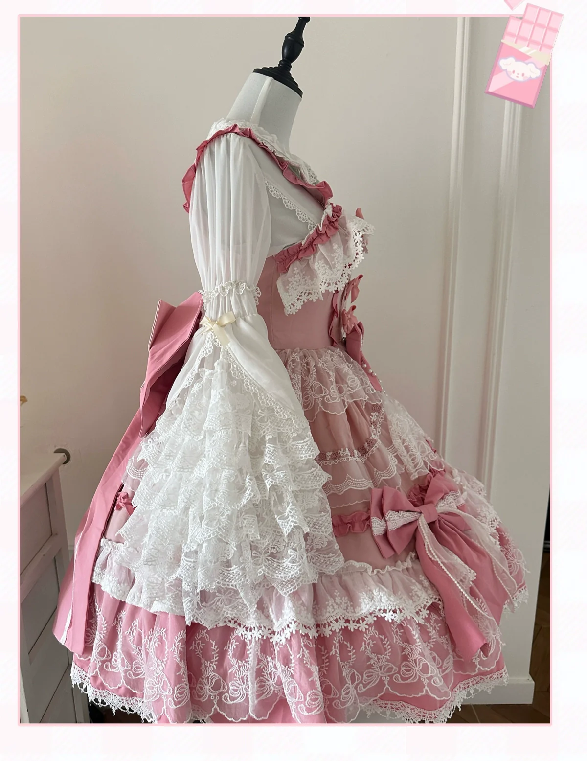 Qianmu - Granulated Sugar - Doll-like Sweet Lolita Lace Blouse, Hime Sleeve - Image 7