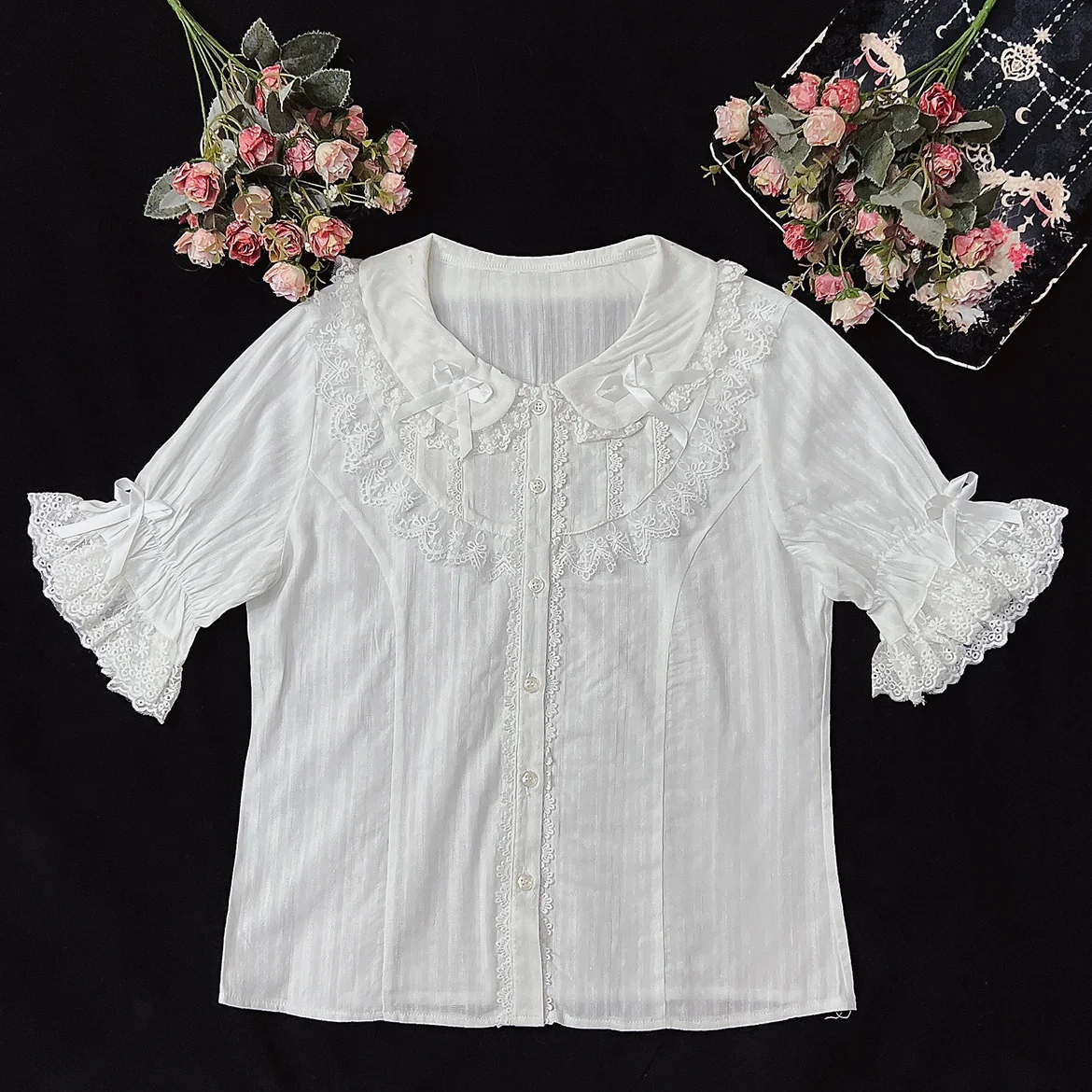 Summer Short Sleeve Cotton Lolita Blouse - Image 7