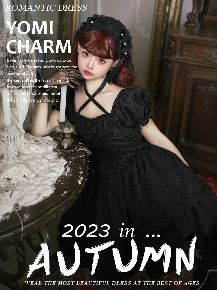 Thorn Rose - Gothic Lolita Three-layer Ruffle Black OP - Image 15