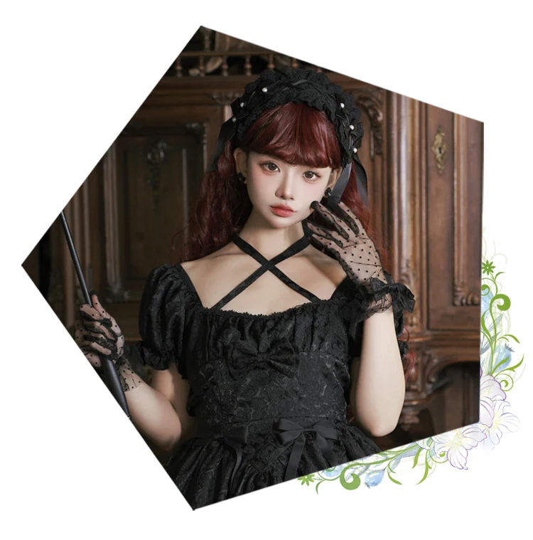 Thorn Rose - Gothic Lolita Three-layer Ruffle Black OP - Image 18