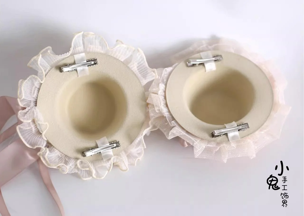 Elegant Champagne Lolita Headdress, Floral & Bows - Image 15