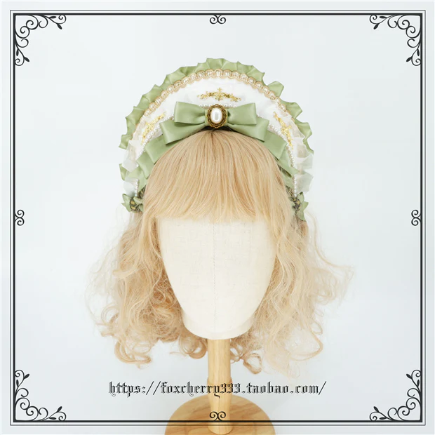 Elegant Grass Green Lolita Bow Headdress - Image 21