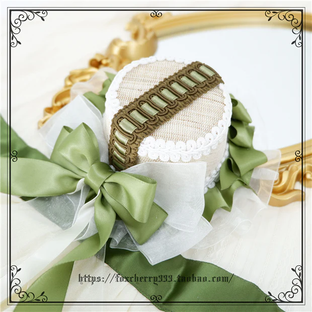 Elegant Grass Green Lolita Bow Headdress - Image 8