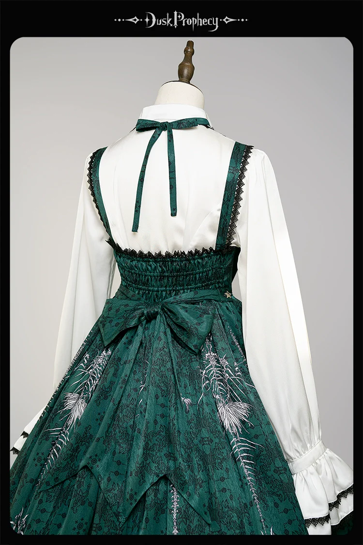 DuskProphecy - Coccyx - Elegant Lolita Dress High Waist Fishbone Print JSK Set - Image 137