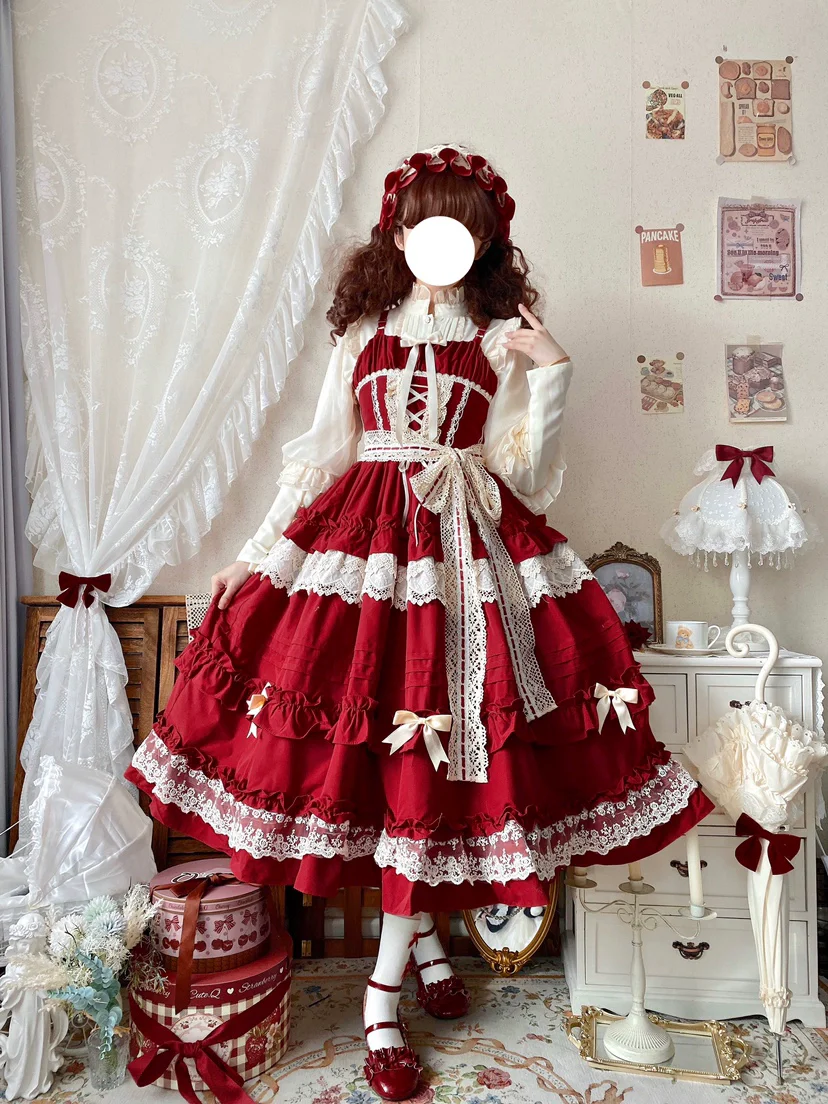 Qianmu - Lilianne - Elegant Lolita Ruffled Hem JSK Dress Multicolors - Image 9