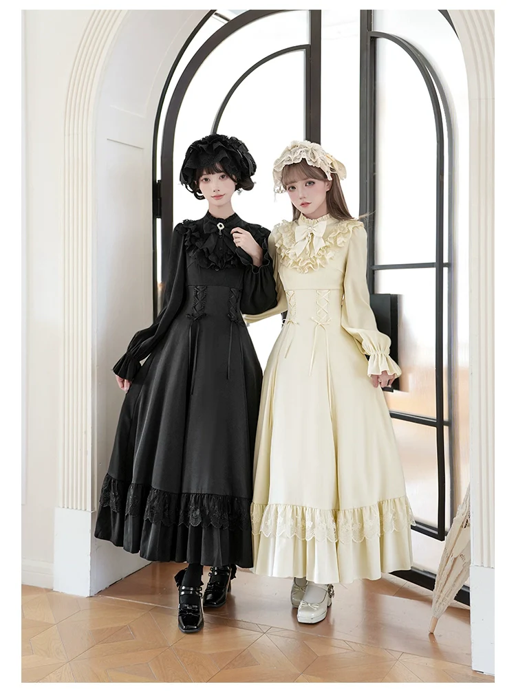 White Daylight - Elegant Lolita Long Sleeve OP Dress, Side Zipper - Image 10