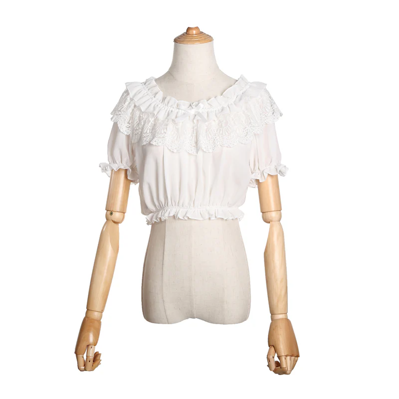 Elegant Lolita Shirt Open Shoulder Blouse - Image 2