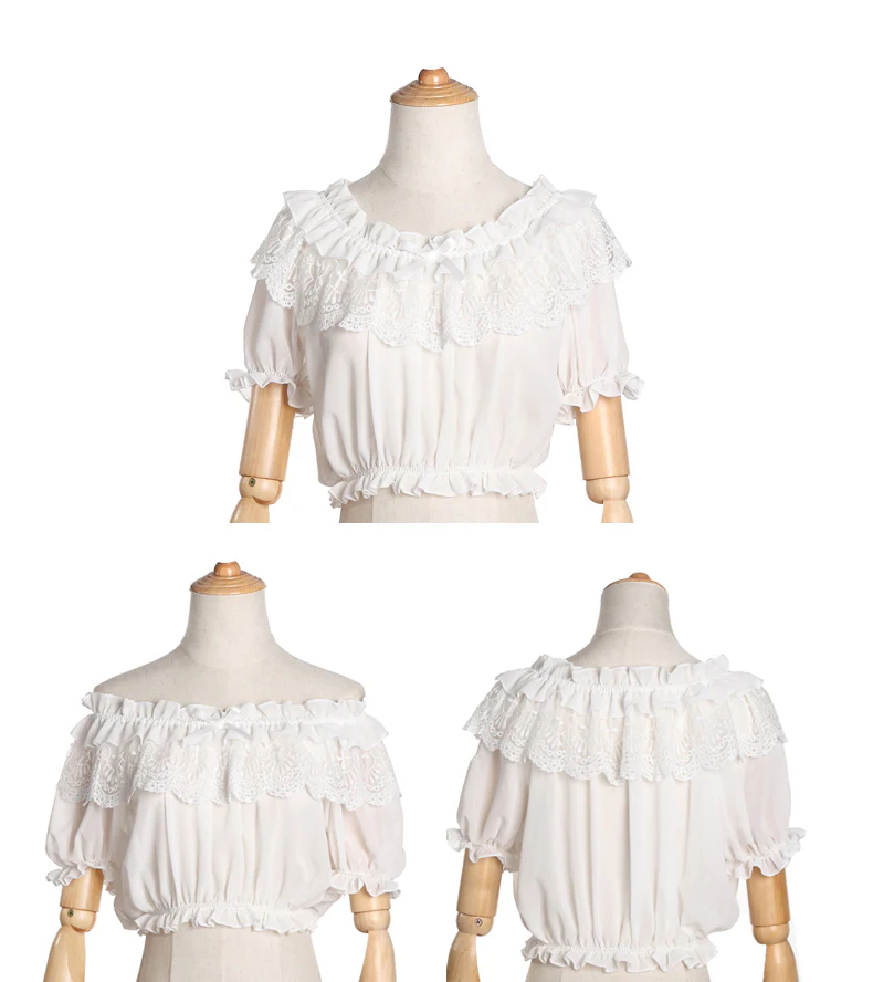 Elegant Lolita Shirt Open Shoulder Blouse - Image 8