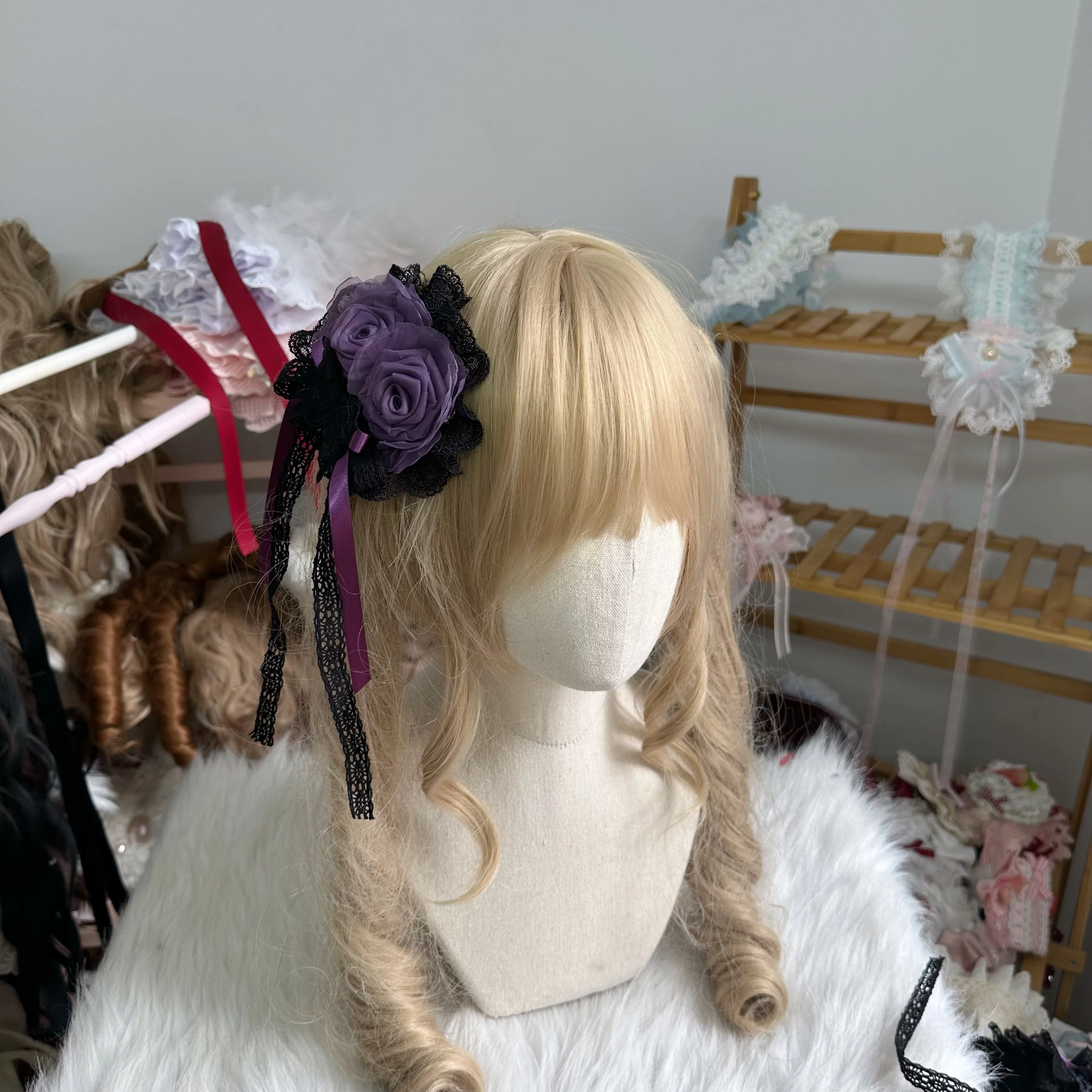 Elegant Lolita Rose Choker Handmade Headdress Set Multicolors - Image 29