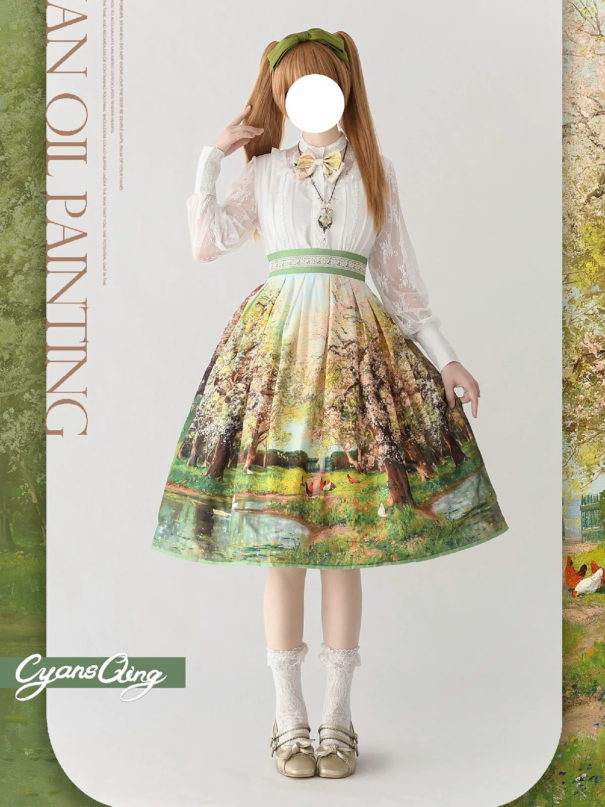 Cyan Lolita - Oil Painting Collection - Elegant Lolita Skirt Printed SK - Image 13