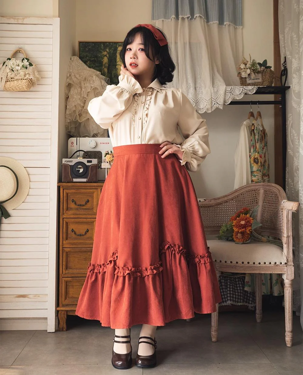 Forest Basket - Elegant Lolita Skirt Retro Classic Petal Swing Skirt - Image 5
