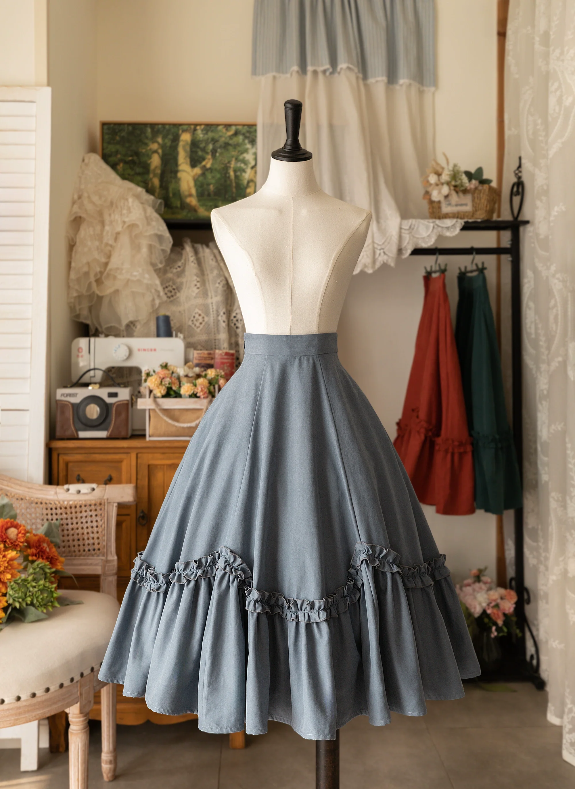 Forest Basket - Elegant Lolita Skirt Retro Classic Petal Swing Skirt - Image 7
