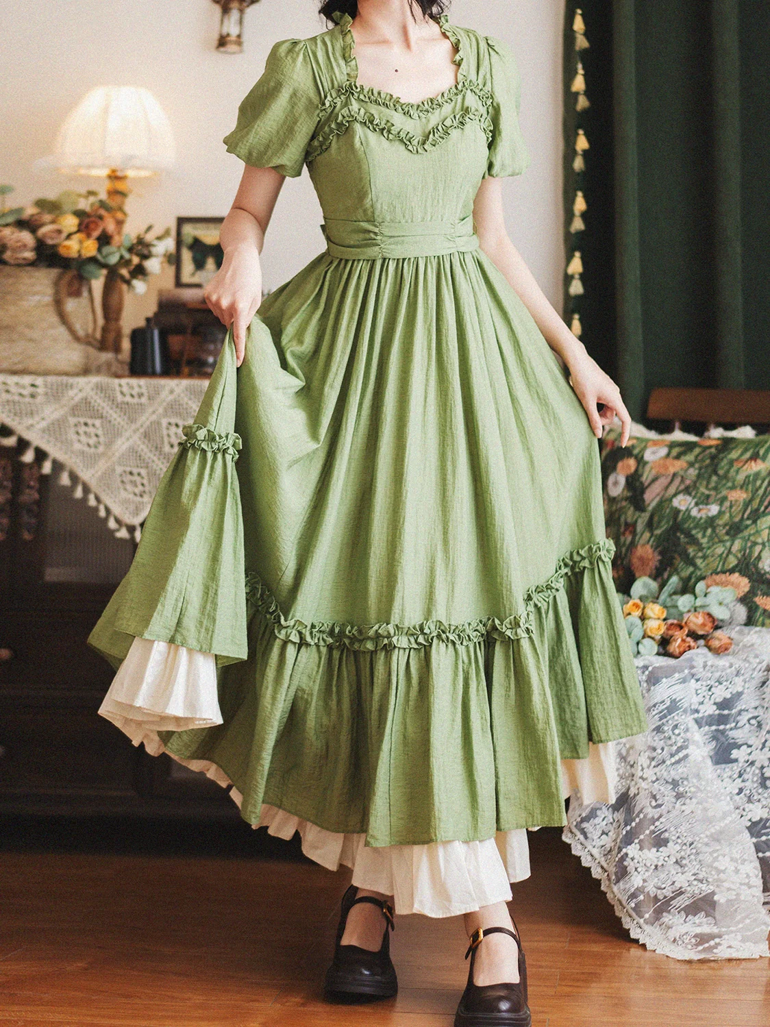 Forest Pastoral - Elegant Lolita Square Neck Long OP - Image 24