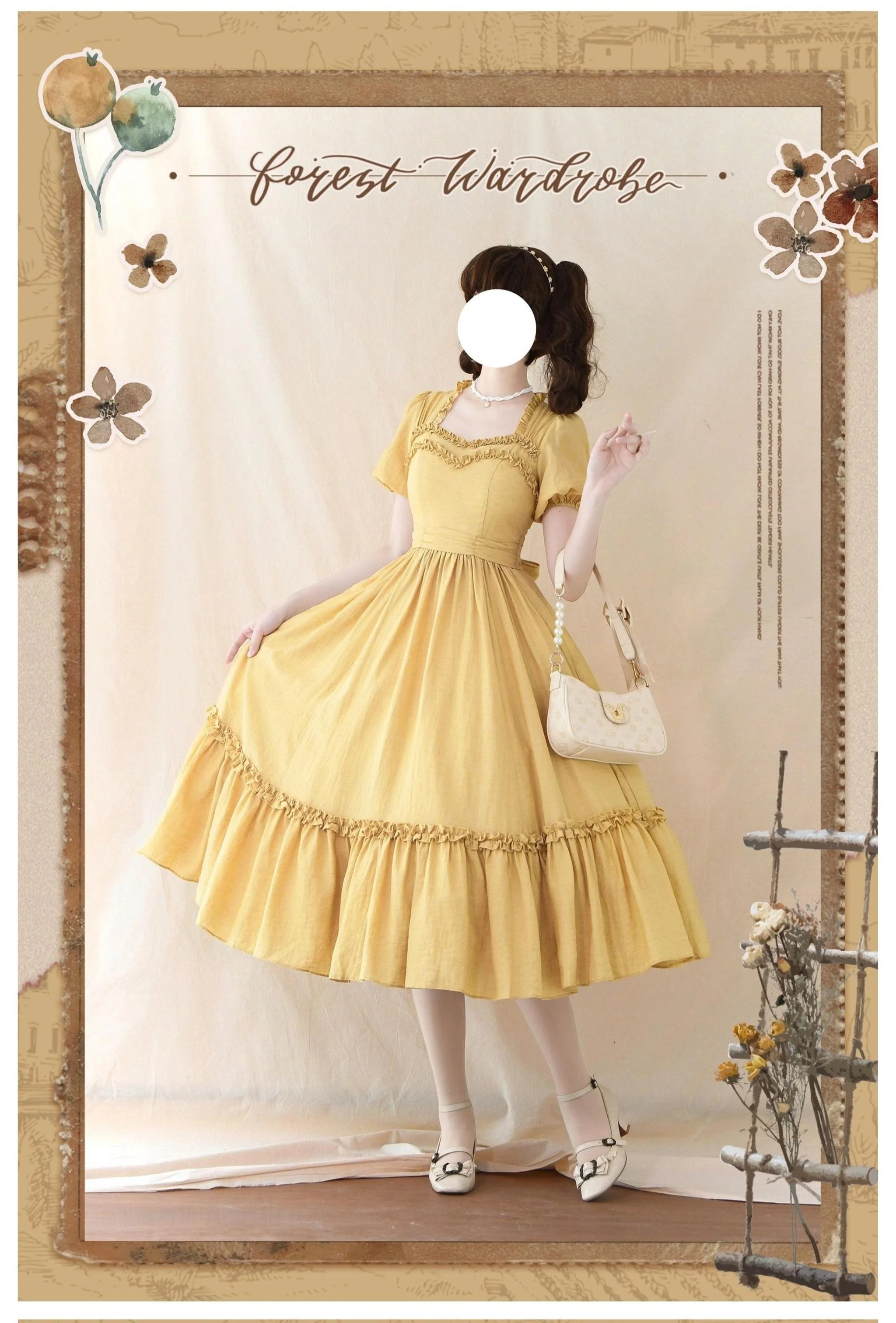 Forest Pastoral - Elegant Lolita Square Neck Long OP - Image 3