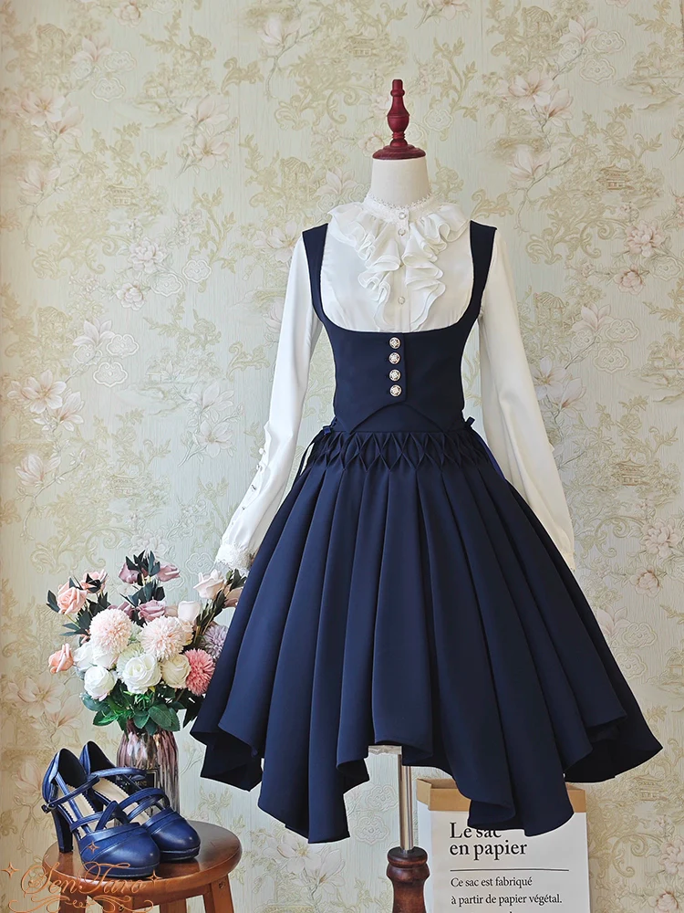 Pleated Irregular Knit Floral Slim Fit Vest and Half Skirt Set - Image 11