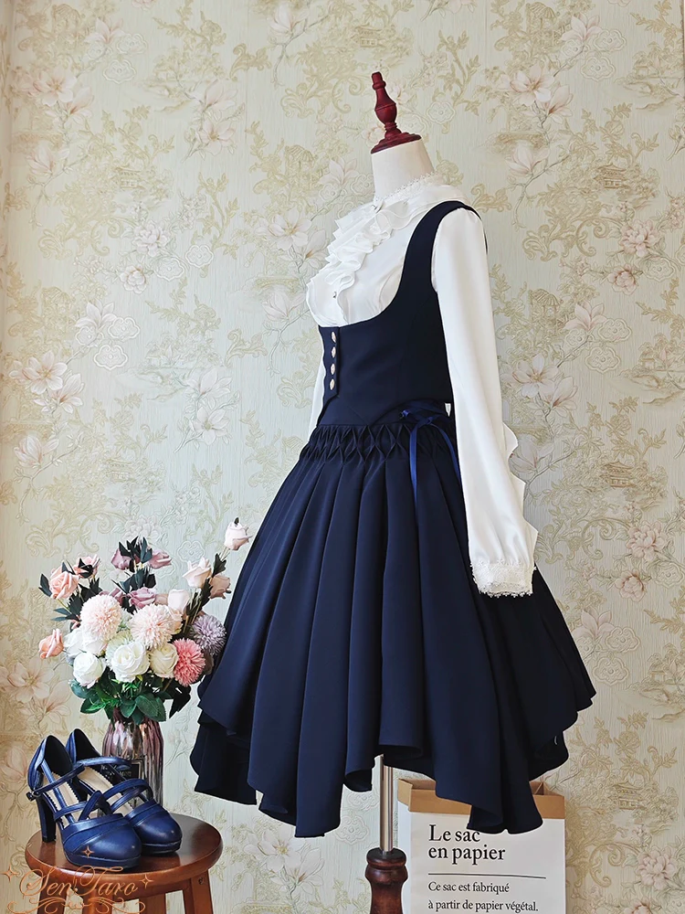 Pleated Irregular Knit Floral Slim Fit Vest and Half Skirt Set - Image 12