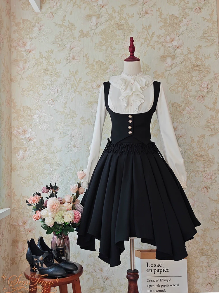 Pleated Irregular Knit Floral Slim Fit Vest and Half Skirt Set - Image 18