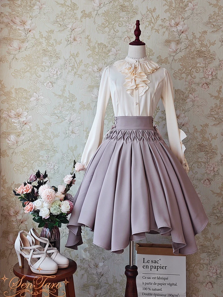 Pleated Irregular Knit Floral Slim Fit Vest and Half Skirt Set - Image 23