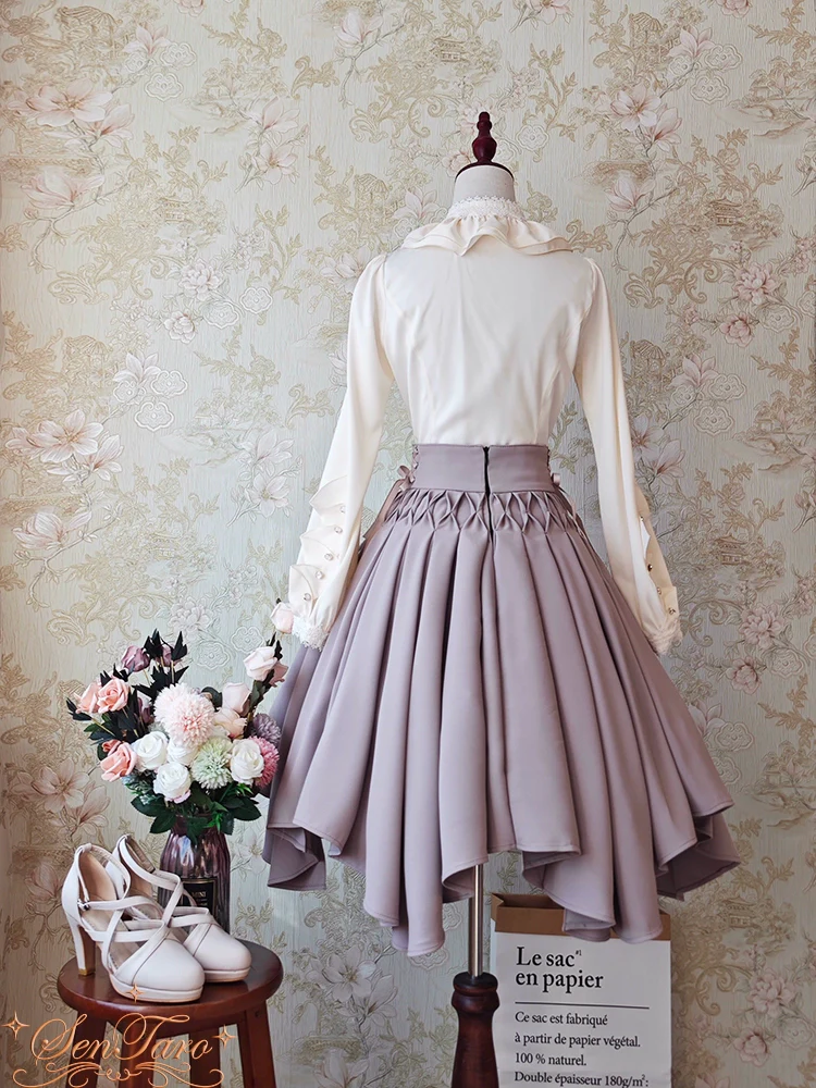 Pleated Irregular Knit Floral Slim Fit Vest and Half Skirt Set - Image 7