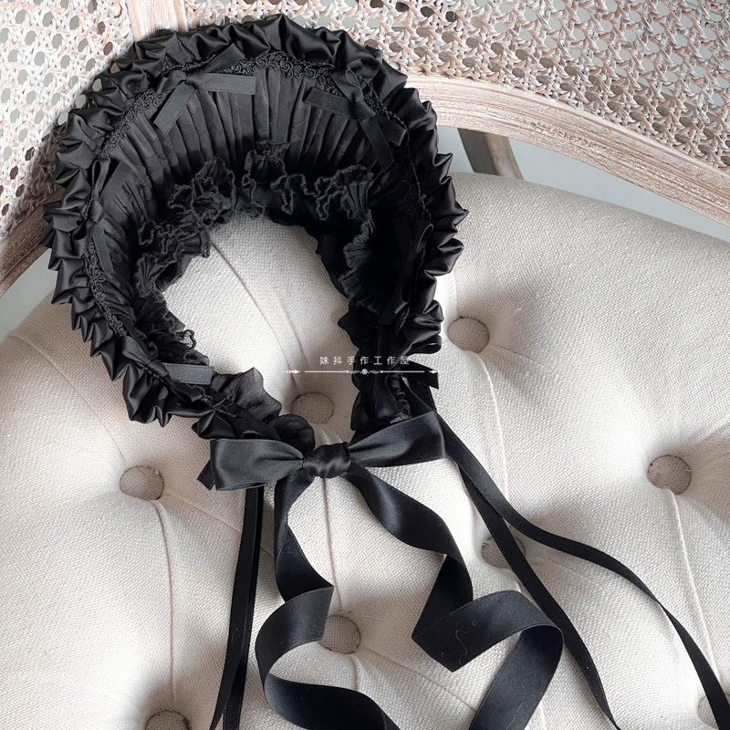 Elegent Lolita Bonnet Black Ribbon BNT - Image 2
