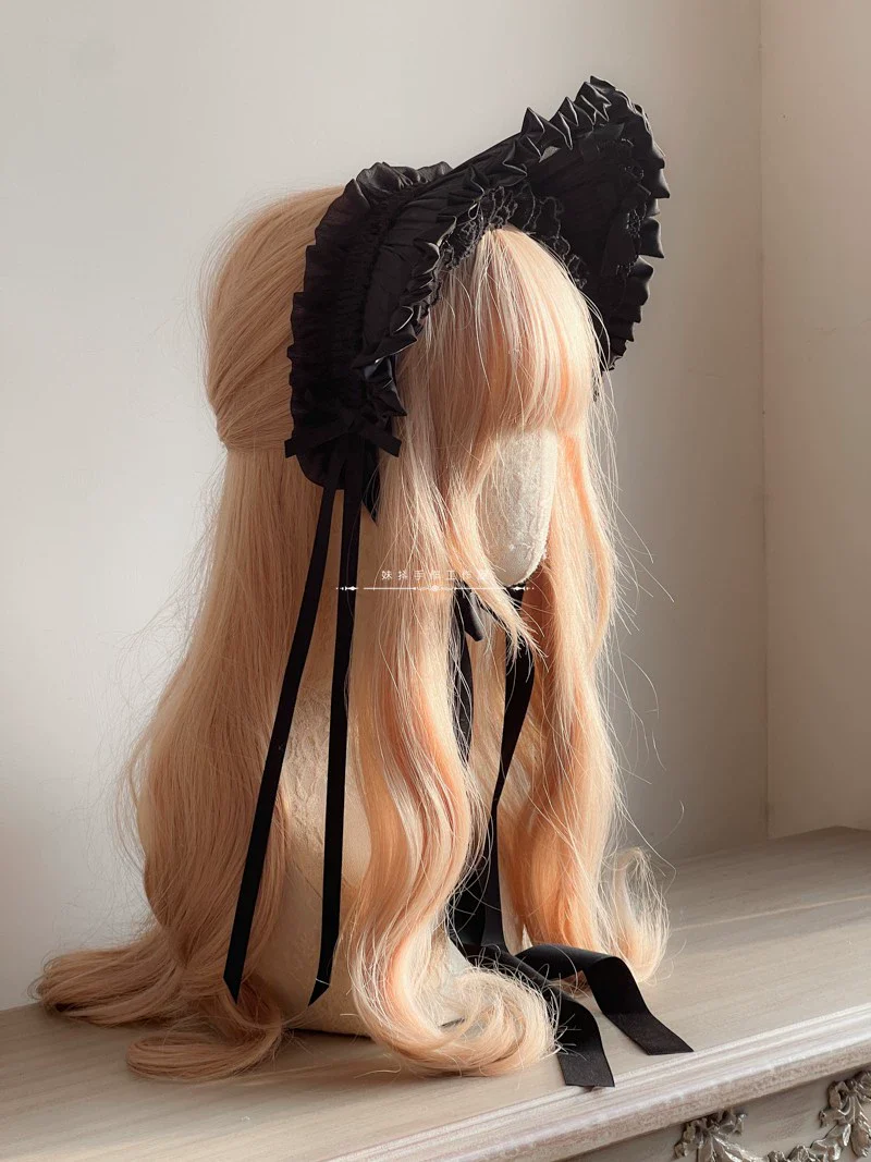 Elegent Lolita Bonnet Black Ribbon BNT - Image 7