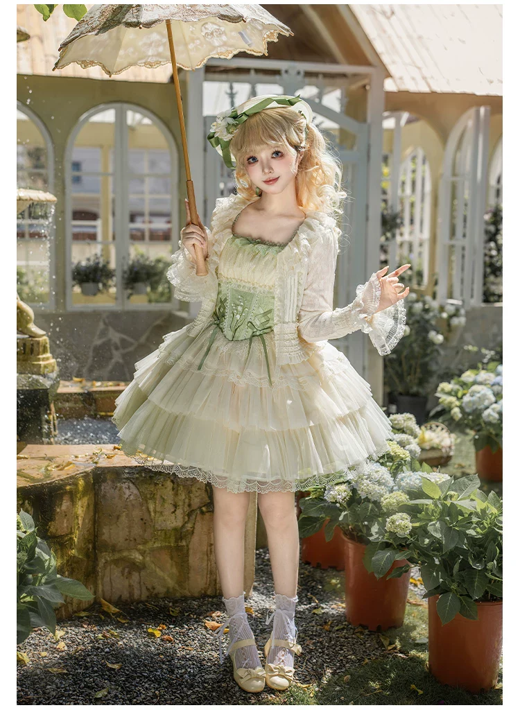 Lily of the Valley Whisper - Embroidered Classic Lolita Corset JSK Dress - Image 22