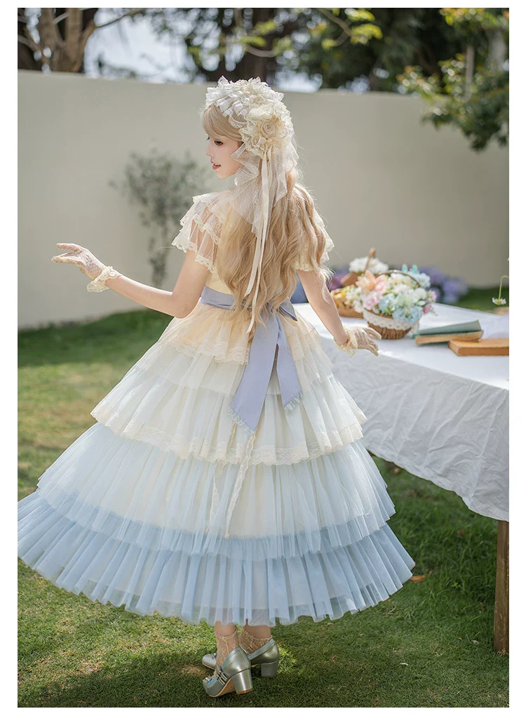 True Vow - Embroidered Classic Lolita Dress, Layered Gradient Hem - Image 13