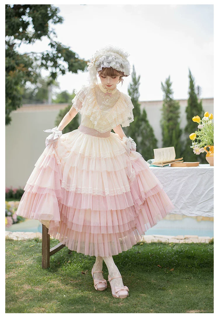 True Vow - Embroidered Classic Lolita Dress, Layered Gradient Hem - Image 17