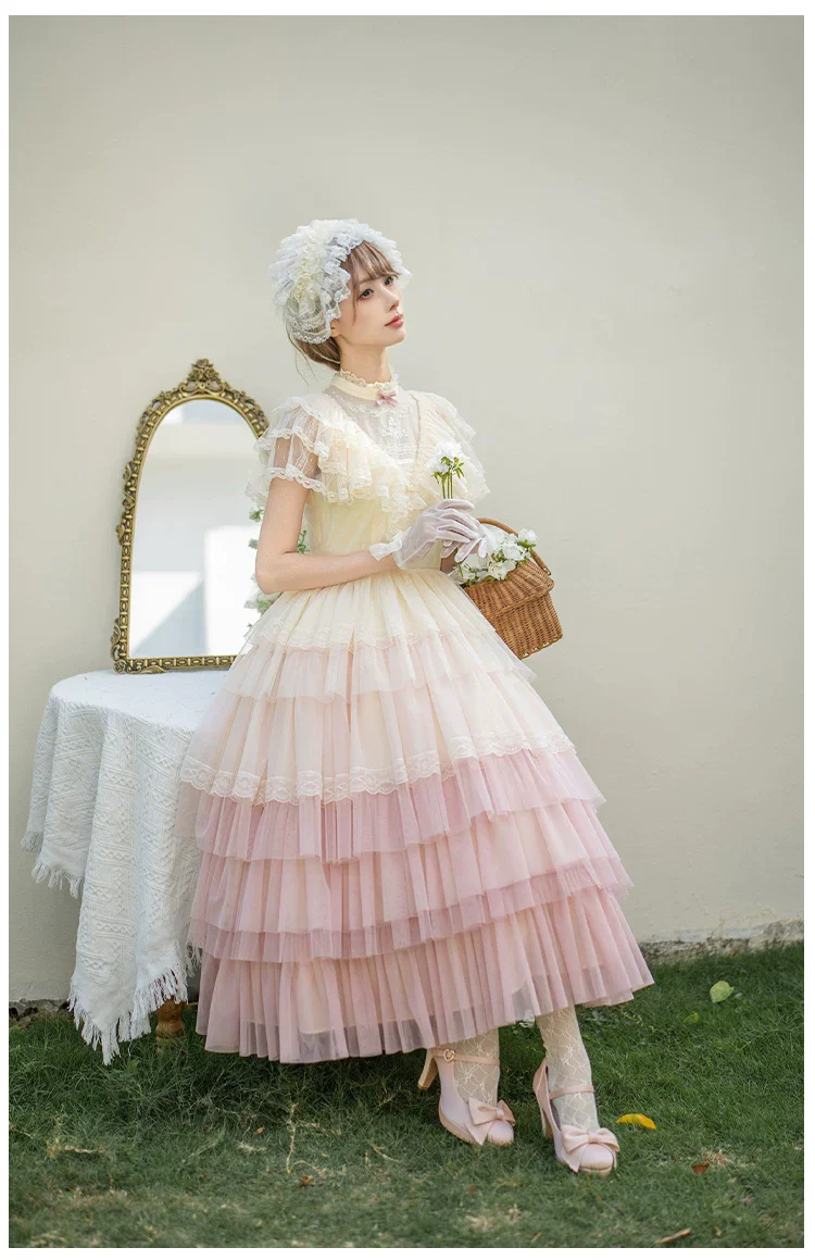 True Vow - Embroidered Classic Lolita Dress, Layered Gradient Hem - Image 18